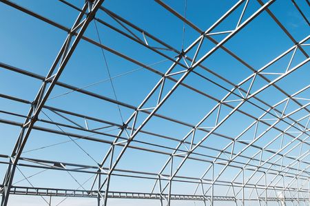 building construction of metal steel framework outdoors