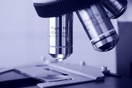 close-up view of optical microscope for educational, medicine and routine useの写真素材