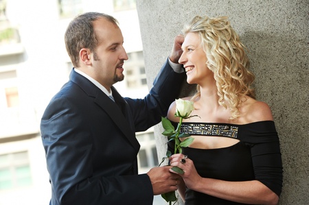 Man and girl on a dateの写真素材