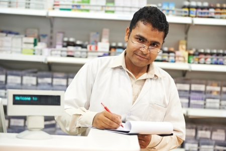 Pharmacy chemist in drugstoreの写真素材