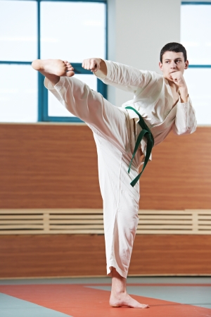 man at taekwondo exercisesの写真素材