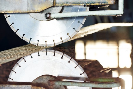 industrial granite cutting machine with disc saw at factory shopの写真素材