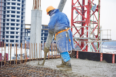 construction site worker at concrete works at building area