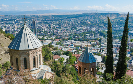 Touristic landmark in Tbilisi Georgia. Mama Daviti church at Mtatsminda