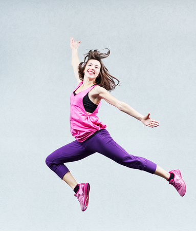 aerobics jumping fitness exercisesの写真素材