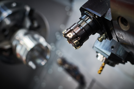 cnc machine at metalwork industry. milling multitool precision manufacturing and metal machiningの写真素材