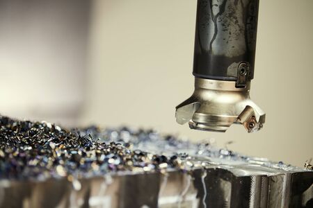 milling cnc machine at metal work industry. Multitool precision manufacturing and machiningの写真素材