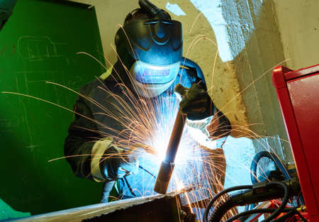 industrial arc welding work at factory.の写真素材