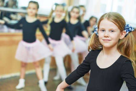 little girl at ballet training. ballerina girl