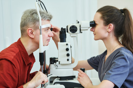 Ophthalmologist or optometrist optician at work. BeH3althyの写真素材