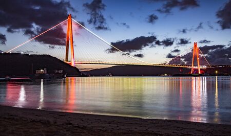 third bridge or yavuz sultan selim bridge at Nightの写真素材