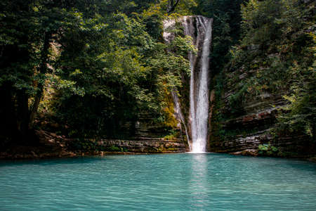 Erfelek waterfall in Sinop and green landscapeの写真素材