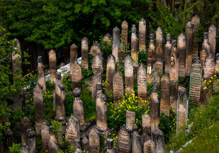 view of ottoman cemetery in Turkeyの写真素材