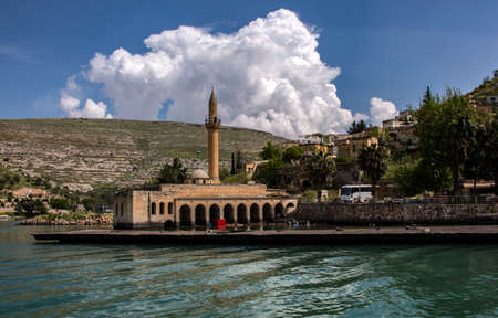 Sunken Minaret, Sunken Town (cultural heritage) Halfeti - sanliurfa - Turkeyの写真素材