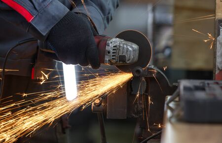 Master grind metal grinder sparksの写真素材