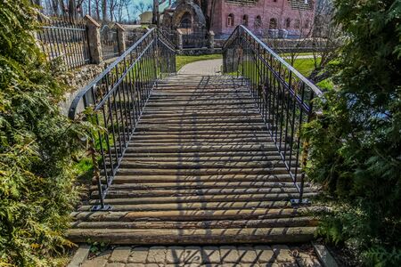 Decorative bridge in the estateの写真素材