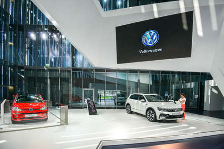 Wolfsburg with the Autostadt Museum. WOLFSBURG, GERMANY. May 19, 2016のeditorial素材