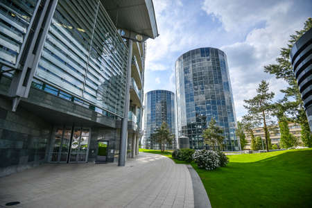 Wolfsburg with the Autostadt Museum. WOLFSBURG, GERMANY. May 19, 2016