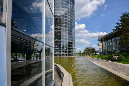 The Volkswagen/VW car construction Factory with the pipes of the Volkswagen plant in the Autostadt...