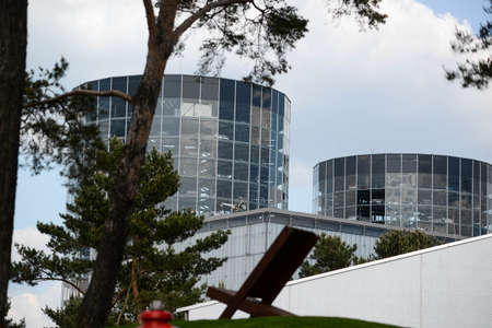 Wolfsburg with the Autostadt Museum. WOLFSBURG, GERMANY. May 19, 2016のeditorial素材