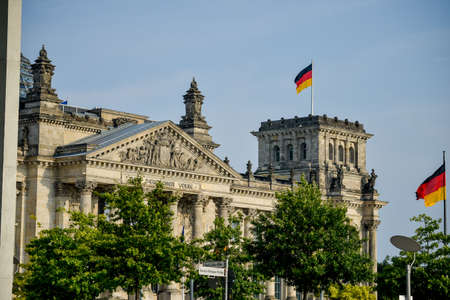 City life of the city with the famous Reichstag building. August 19, 2015, Berlin, Germanyのeditorial素材