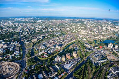 Minsk city panorama with balloonの写真素材