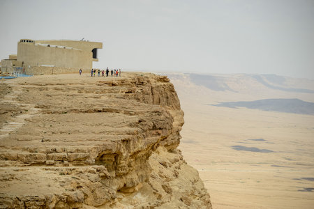 Israel. April 16, 2015. Desert view. Nomads and the road. Tourist view of the panorama and beauty of the desert.のeditorial素材