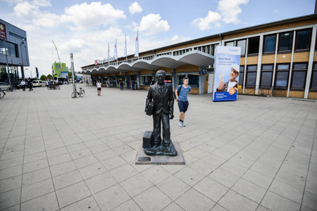 Wolfsburg, Germany. JULY 2015. Wolfsburg is a district town in Germany, in the state of Lower Saxony. Urban city life. Cars. City views.のeditorial素材