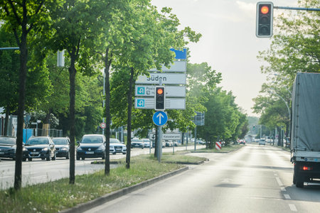 Wolfsburg, Germany. JULY 2015. Wolfsburg is a district town in Germany, in the state of Lower Saxony. Urban city life. Cars. City views.のeditorial素材