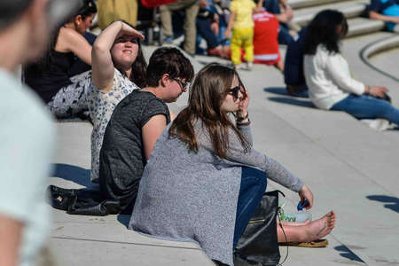 Hamburg. Germany. - May 06, 2016: Hamburg. Germany. City holiday. City festivities. Tourists and types of attractions.のeditorial素材