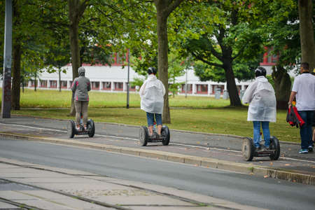 Dresden, Germany - August 17, 2015: Segway electric scooter, infrastructure of the city.