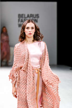 Minsk. Belarus. 04 April 2021: Anniversary 20th season Online - BELARUS FASHION WEEK. Presentation of collections of the best designers of Belarus.のeditorial素材