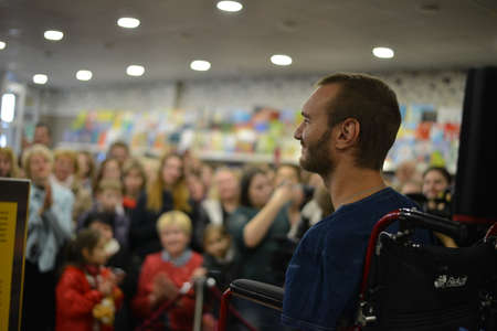 Belarus. Minsk - 15.04.2016: Nicolas James Vuichich is an Australian motivational speaker at a meeting in Minsk.のeditorial素材