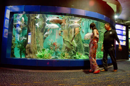 Nur-Sultan. Kazakhstan - 03.09.2013 - Aquarium with fish and a mermaid in the capital of Kazakhstan.のeditorial素材