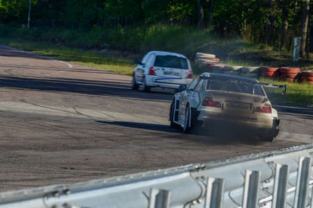 Kaunas. Lithuania - 07.06.2015 - Cars on the track for racing. Car speed competition.のeditorial素材