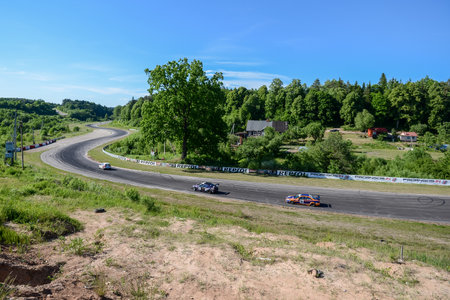Kaunas. Lithuania - 07.06.2015 - Cars on the track for racing. Car speed competition.のeditorial素材