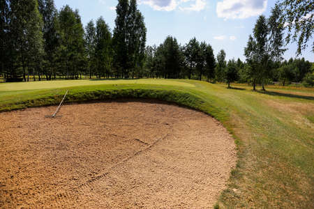 Golf course in the middle of the forest glade.の写真素材