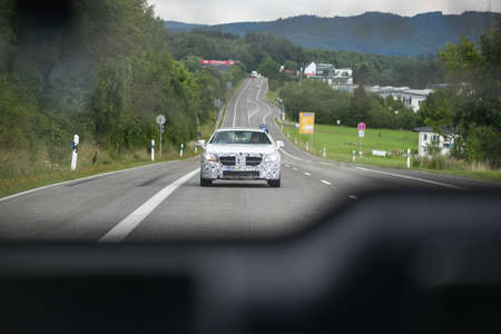 Nurburg, Germany - August 20, 2015. The famous city of Nurburg with the legendary Nurburgring. Road to Nurburgring.のeditorial素材
