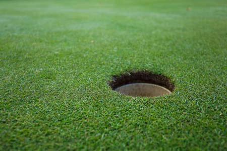 Ball hole on the green golf course. High quality photoの写真素材