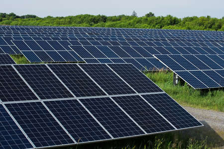 Rows of solar panels in a field. Natural energyの写真素材