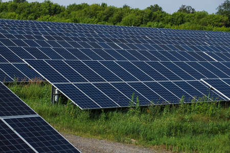 Rows of solar panels in a field. Natural energyの写真素材