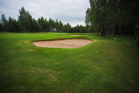 Golf course in the middle of the forest glade.の写真素材