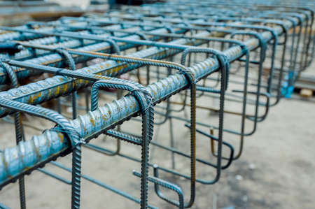 Reinforcement steel is prepared for concrete casting. Ironの写真素材