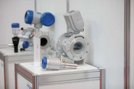 Minsk. Belarus: 12.10.2021 - Demonstration devices, equipment on the exhibition stands on the Energy Expo exhibition in Minsk.のeditorial素材