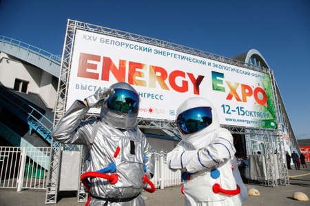 Minsk. Belarus: 12.10.2021 - The logo of the Energy Expo exhibition in Minsk.のeditorial素材