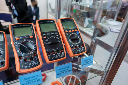 Minsk. Belarus: 12.10.2021 -Digital multimeter Multicon on the Energy Expo exhibition in Minsk.のeditorial素材