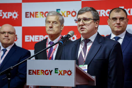Minsk. Belarus: 12.10.2021 - Official opening ceremony of the Energy Expo exhibition in Minsk.のeditorial素材