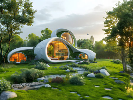 Futuristic landscape design in the park. 3D rendering.の素材