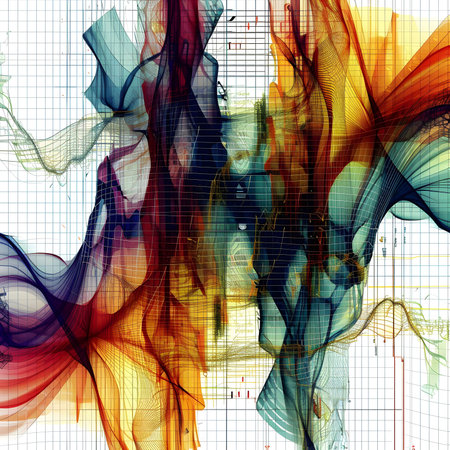 abstract colorful background with lines and curves, computer-generated imageの素材