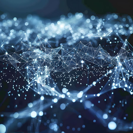 Abstract digital background with connection lines and dots. 3D Renderingの素材